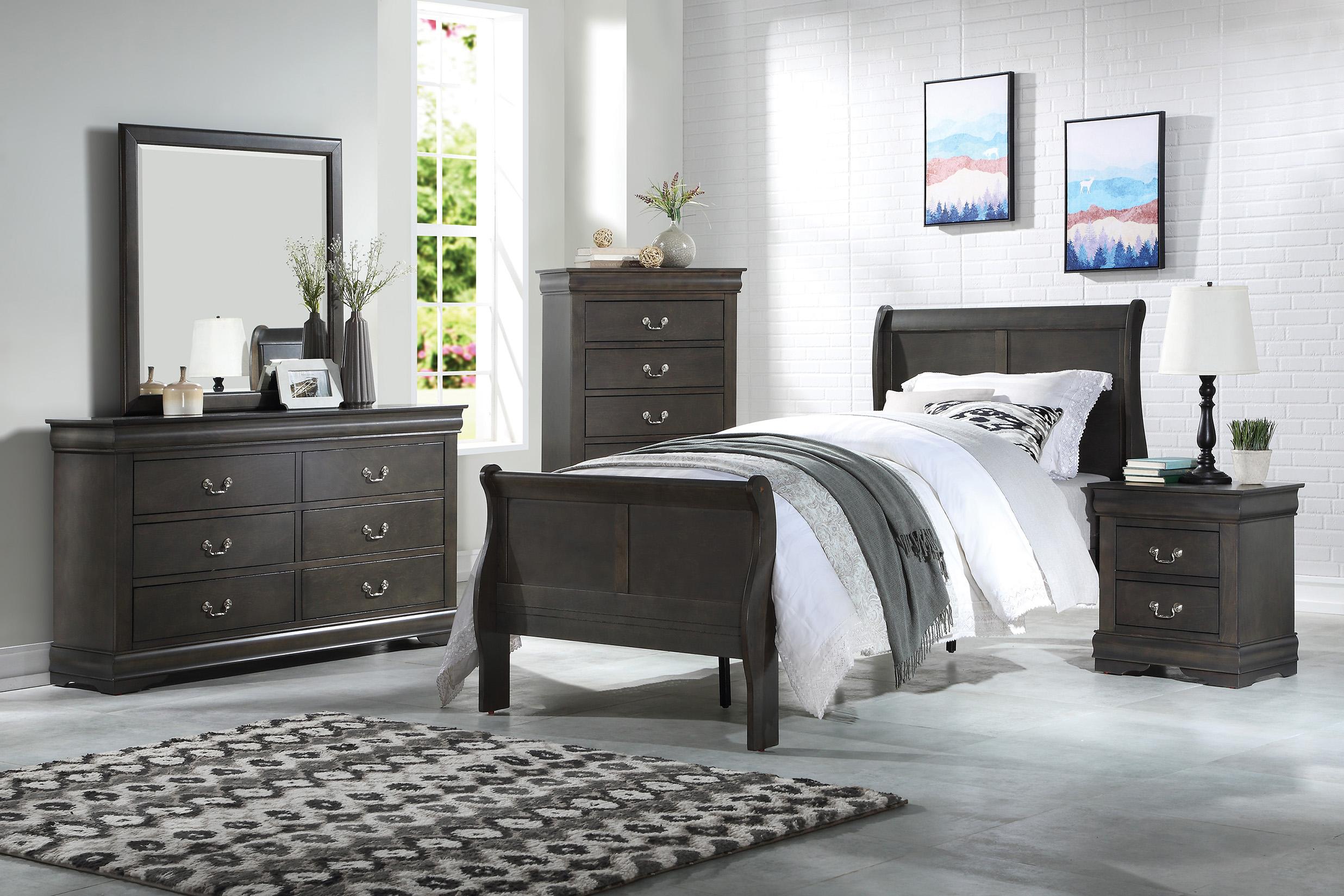 Louis Philippe Eastern King Sleigh Bed in Platinum by Acme Furniture