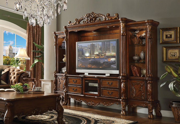 都内引取いただける方限定 ACME furniture 1脚 Dresden Cherry Oak Entertainment Center (Side Piers & Bridge)