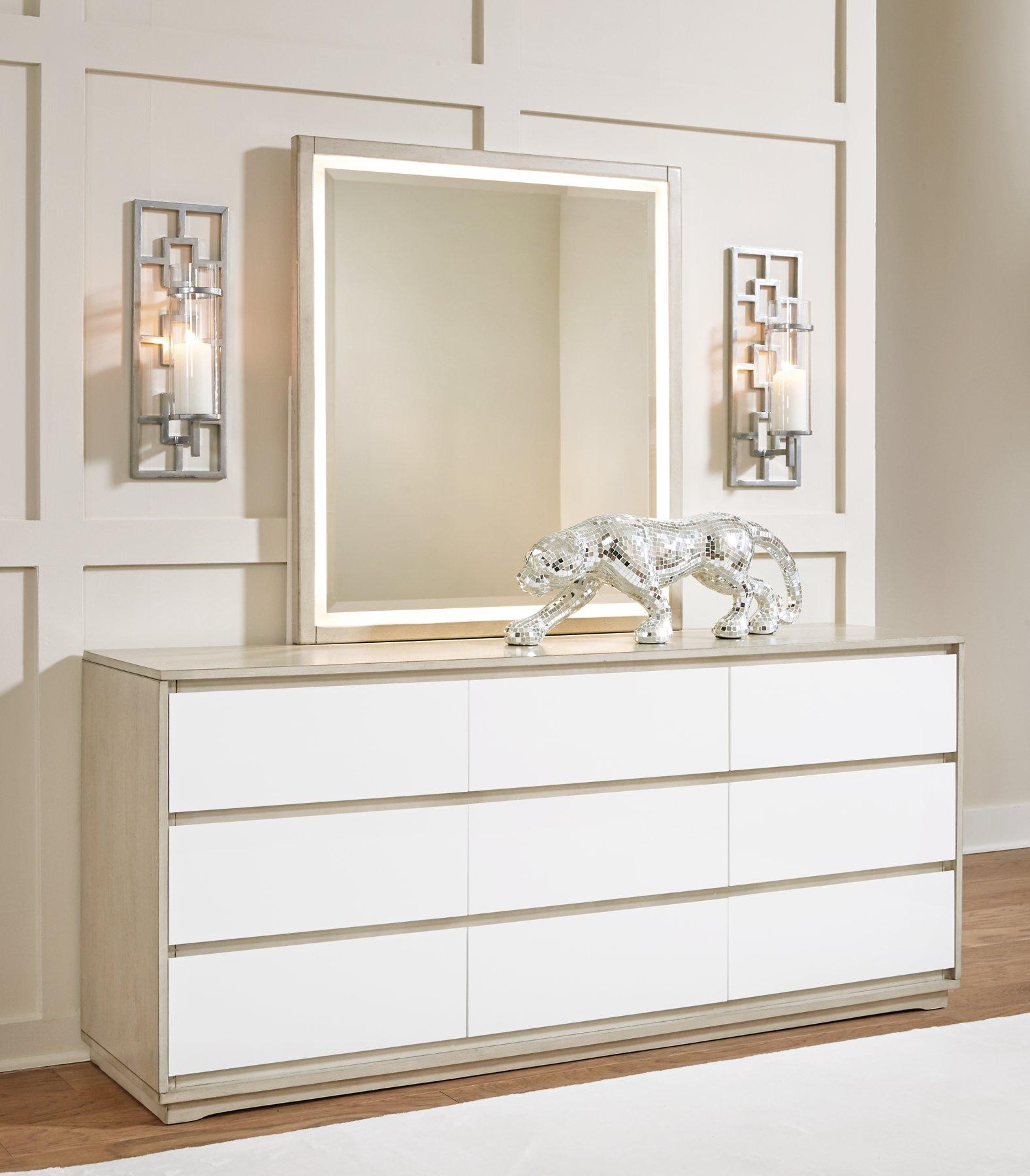 slim fit dress slacks Kendall 6-drawer Dresser with Mirror White – Furniture Factory Outlet