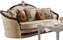 Acme Furniture Ernestine Loveseat with 6 Pillows in Tan and Black 52111