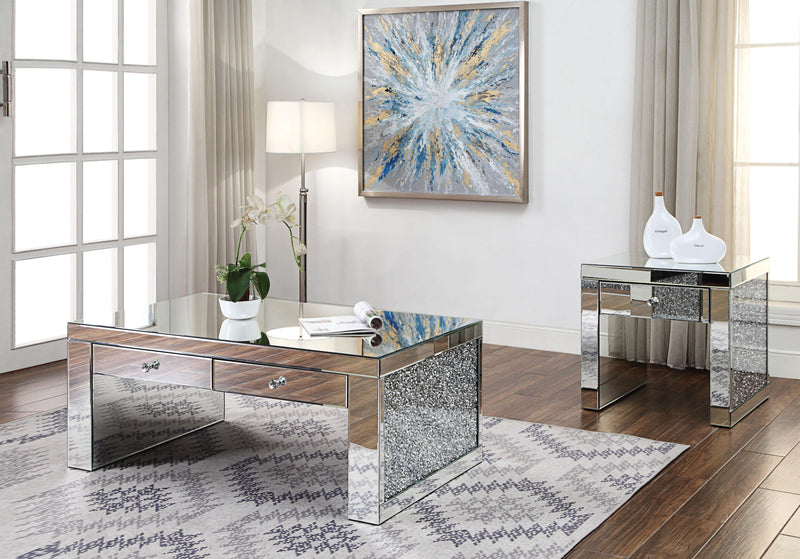 Noralie Mirrored & Faux Diamonds Coffee Table