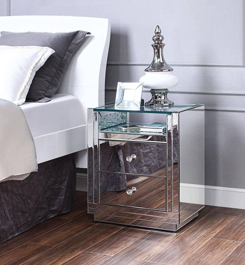 Nysa Mirrored & Faux Crystals Accent Table