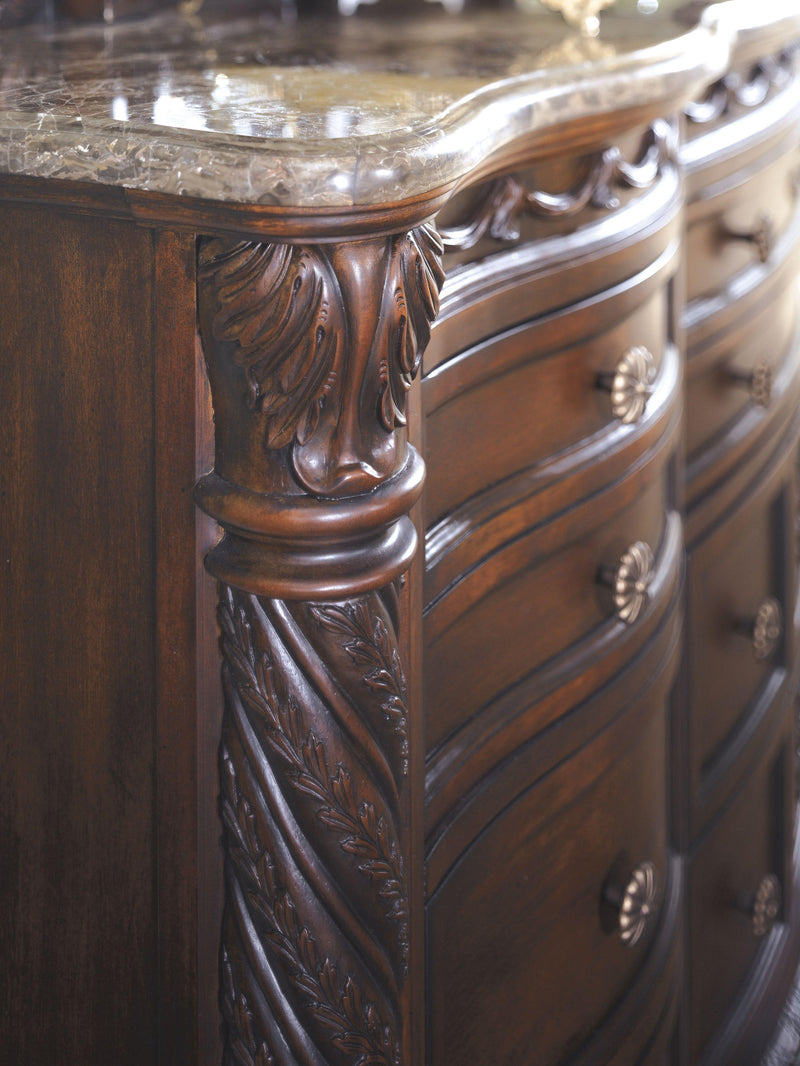 ashley north shore dresser brown Amazon.com: Signature Design by Ashley North Shore Ornate 9 Drawer Dresser with Marble Inlay Top, Dark Brown : Home & Kitchen