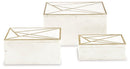 Ackley White/Brass Finish Box (Set of 3)