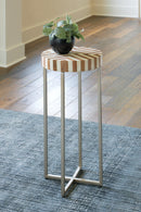 Cartley White/Light Brown Accent Table