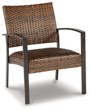 Zariyah Dark Brown Outdoor Love/Chairs/Table Set (Set of 4)