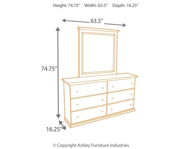 Bostwick Shoals White Queen Panel Bed, Dresser, Mirror and 2 Nightstands