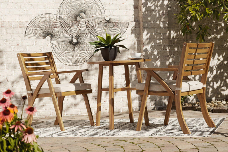 Vallerie Brown Outdoor Chairs with Table Set (Set of 3)
