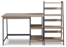 Soho Light Brown/Gunmetal Home Office Desk and Shelf