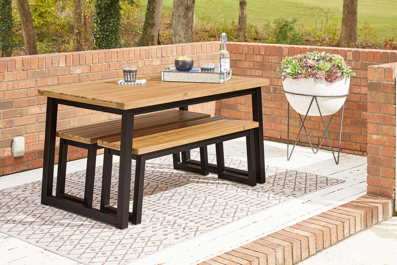 Town Wood Brown/Black Outdoor Dining Table Set (Set of 3)