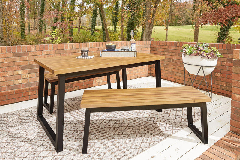 Town Wood Brown/Black Outdoor Dining Table Set (Set of 3)