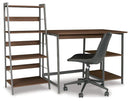 Soho Warm Brown/Gunmetal Home Office Desk with Shelf
