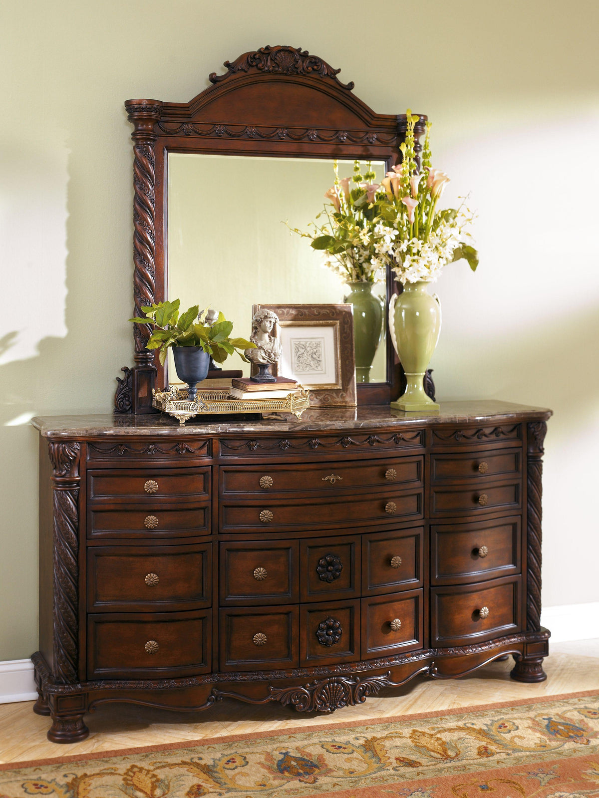 ashley north shore dresser brown Amazon.com: Signature Design by Ashley North Shore Ornate 9 Drawer Dresser with Marble Inlay Top, Dark Brown : Home & Kitchen