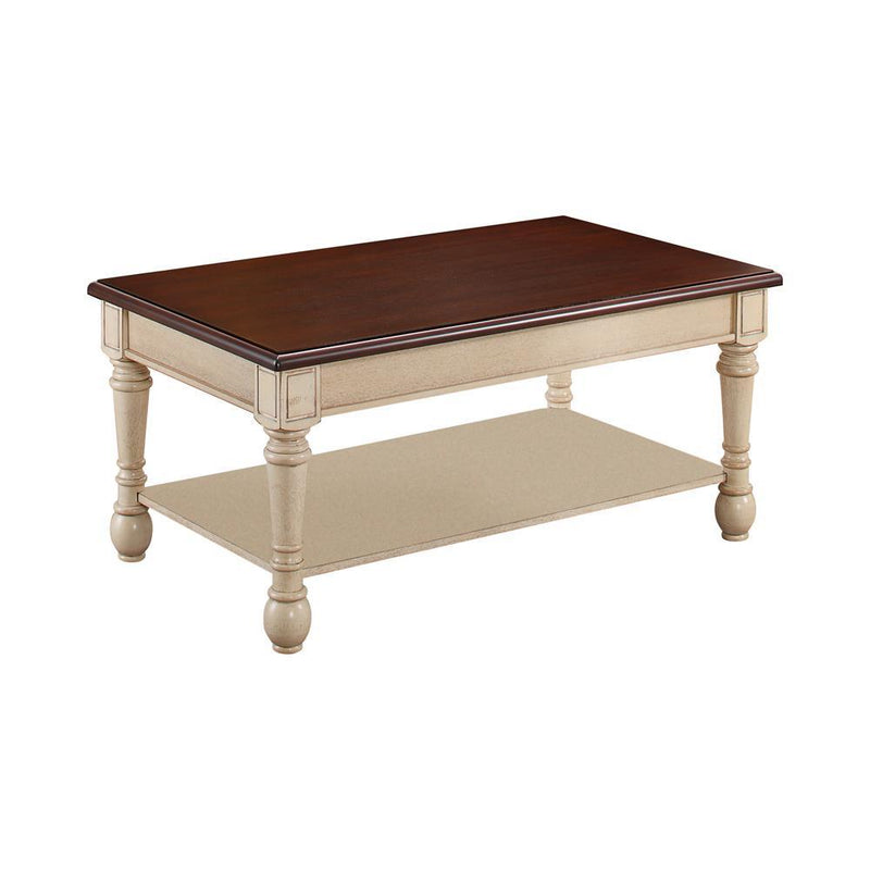 Transitional Dark Brown/Antique White Coffee Table