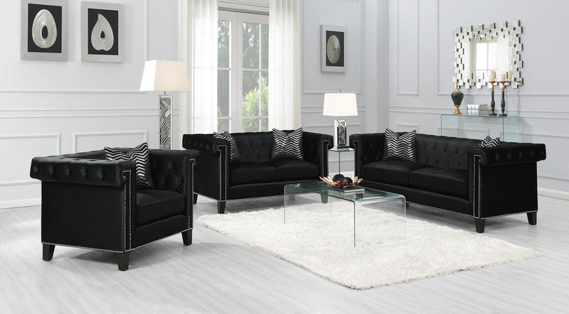 Reventlow Formal Black Three-Piece Living Room Set