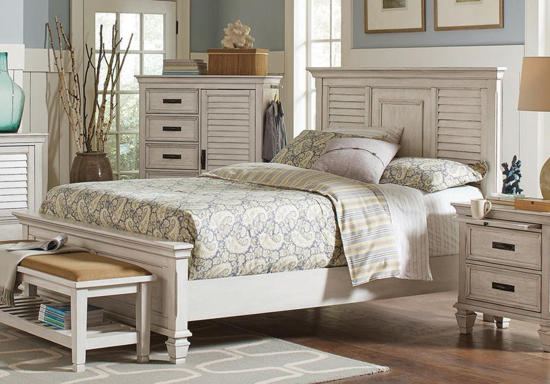 Franco Antique White Eastern King Bed