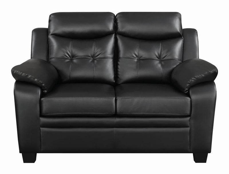 Finley Casual Black Padded Loveseat