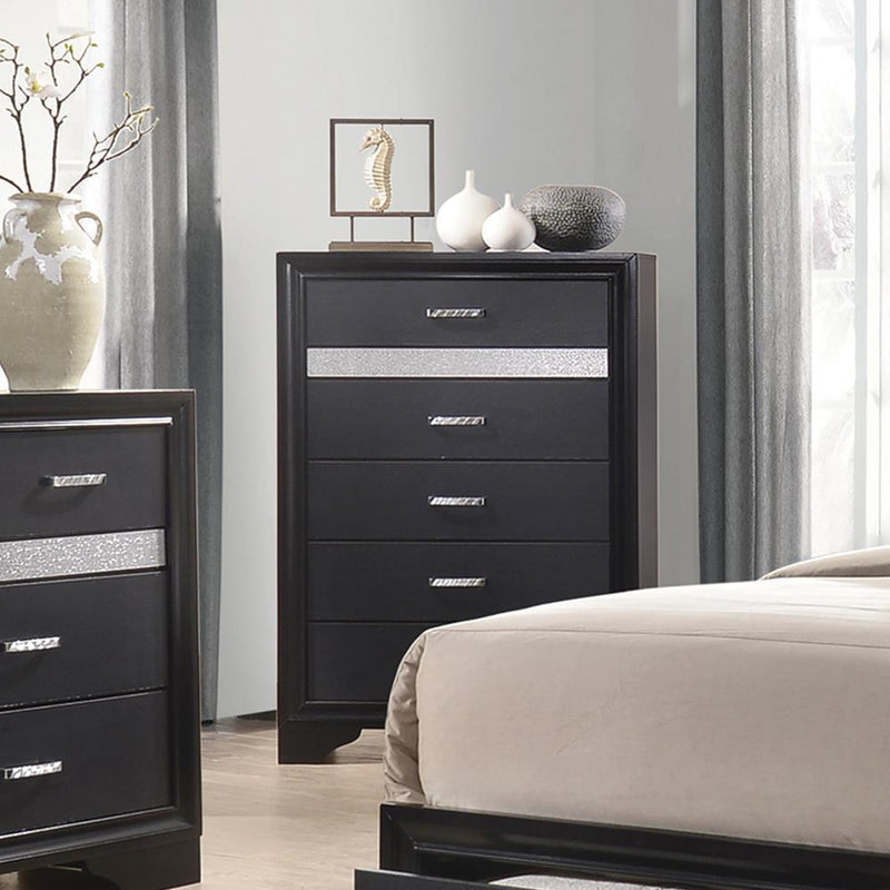 Miranda Transitional Black Five-Drawer Chest