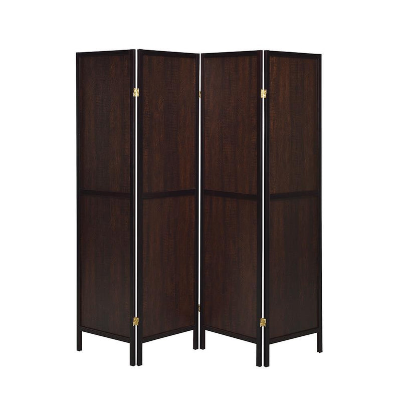 Rustic Tobacco and Cappuccino Four-Panel Screen