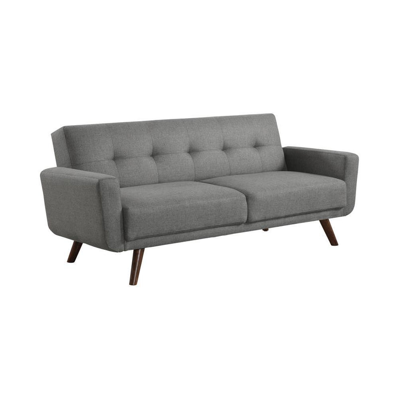 Mid-Century Modern Grey and Walnut Sofa Bed