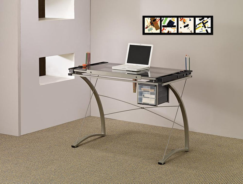 G800986 Contemporary Glass Top Drafting Desk