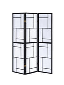 G900102 Contemporary Black Three-Panel Screen