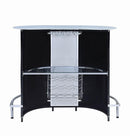 G100654 Contemporary Black and Chrome Bar Unit with Frosted Glass Top