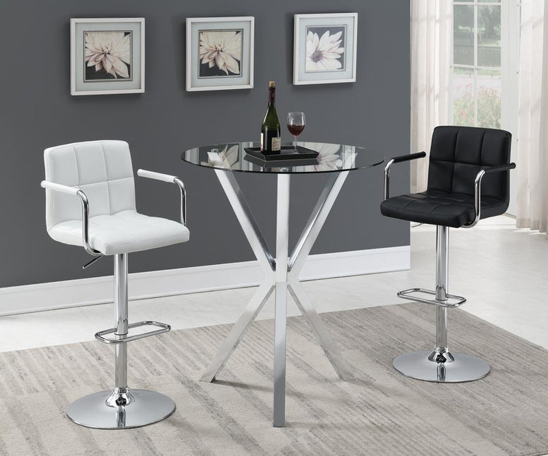 G121095 Contemporary Black and Chrome Adjustable Bar Stool with Arms