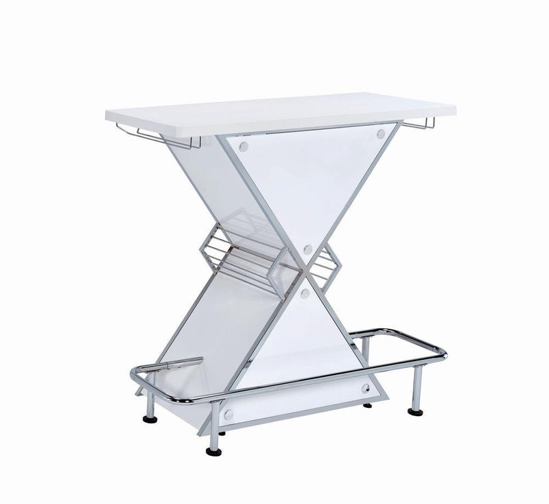 G130078 Contemporary White Stacked Triangle Bar Unit