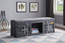 Cargo Gray Fabric & Gunmetal Bench (Storage)