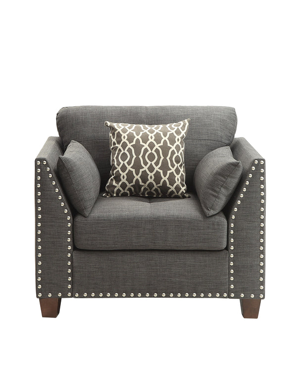 Laurissa Light Charcoal Linen Chair & 3 Pillows image