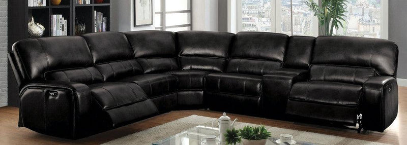 Saul Black Leather-Aire Sectional Sofa (Power Motion/USB) image