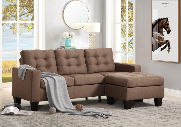 Earsom Brown Linen Sectional Sofa (Rev. Chaise) image