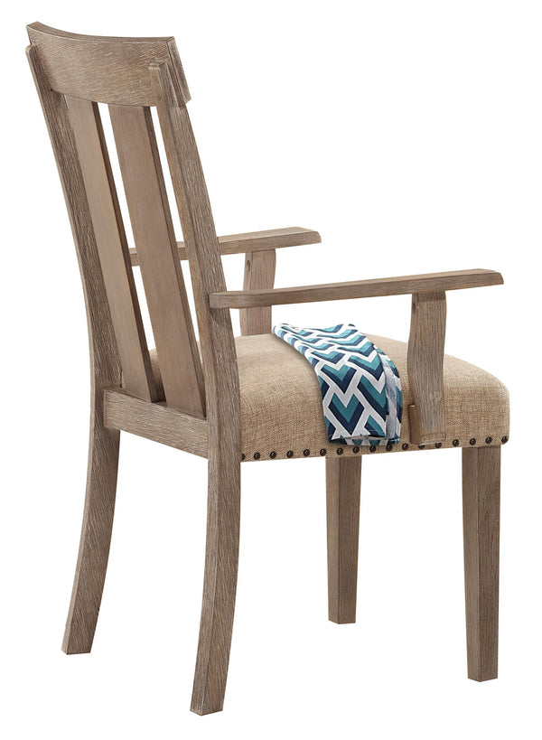 Nathaniel Fabric & Maple Arm Chair , Slatted Back image