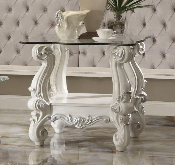 Versailles Bone White & Clear Glass End Table image