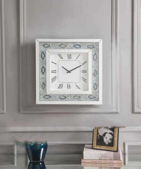 Sonia Mirrored & Faux Agate Wall Clock image