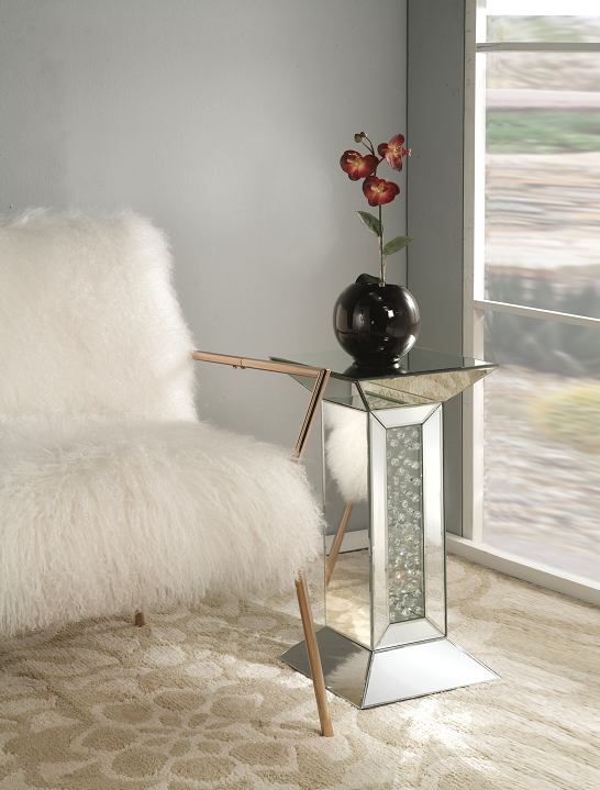 Nysa Mirrored & Faux Crystals Pedestal Stand image