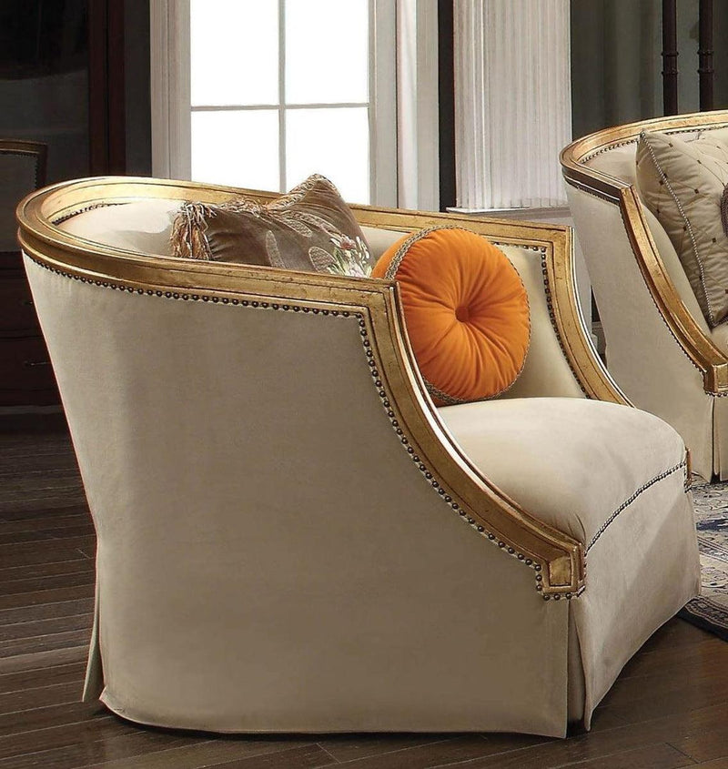 Acme Furniture Daesha Chair in Tan Flannel & Antique Gold 50837 image