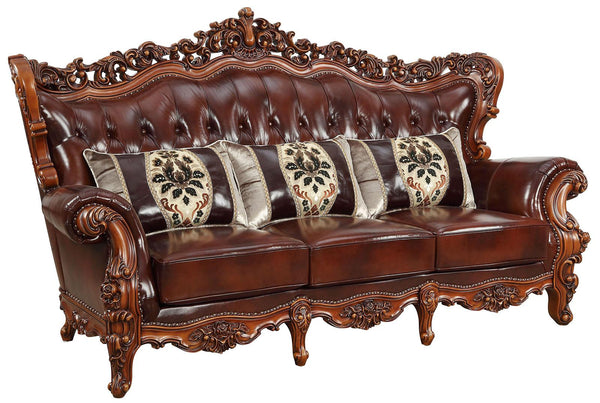 Acme Furniture Eustoma Sofa in Cherry and Walnut 53065 image
