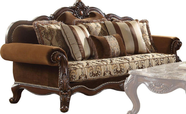 Acme Furniture Jardena Sofa with 6 Pillows in Cherry Oak 50655 image