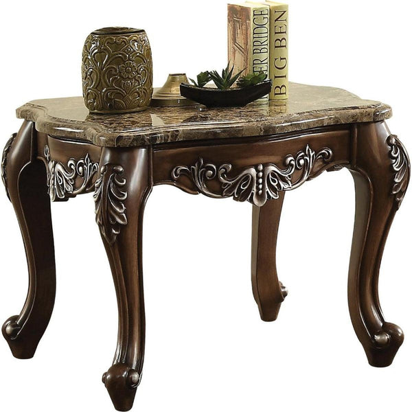 Acme Furniture Latisha End Table in Marble/Antique Oak 82147 image