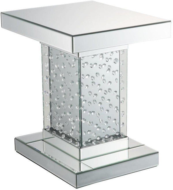 Acme Furniture Nysa End Table in Mirrored & Faux Crystals 80284 image