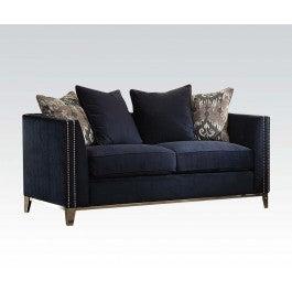 Acme Phaedra Loveseat with 4 Pillows in Blue Fabric 52831 image