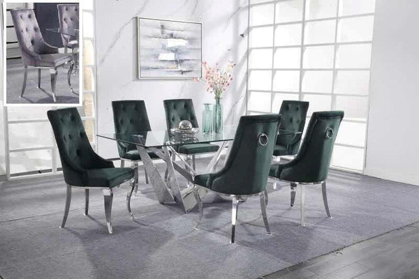 Dekel Clear Glass & Stainless Steel Dining Room Set image