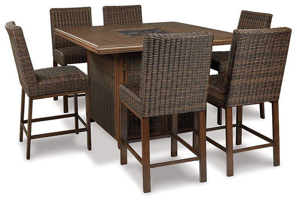 Paradise Trail 7-Piece Outdoor Bar Table Set image