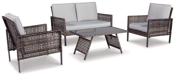 Lainey Two-tone Gray Outdoor Love/Chairs/Table Set (Set of 4) image