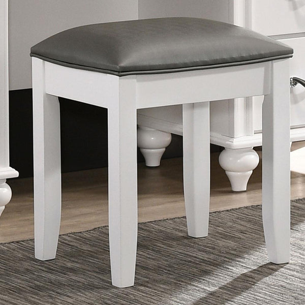 Barzini Upholstered Vanity Stool Metallic And White Barzini Upholstered Vanity Stool Metallic And White